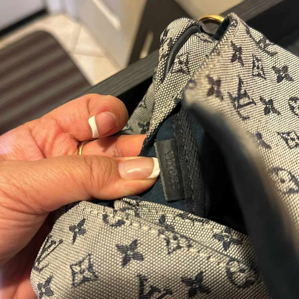 Louis Vuitton Gray Monogram Messenger Bag with Dark Leather Straps